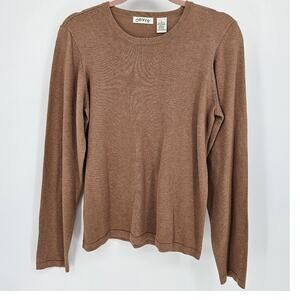 Orvis Brown Cotton Cashmere Casual Round Neck Long Sleeve Pullover Sweater Small